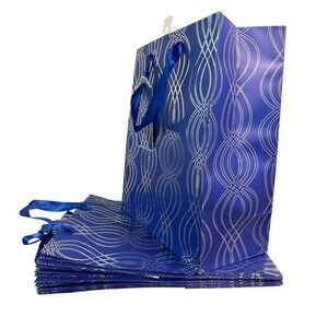 7 Ct. The‎ Gift Wrap Company Infinite Blue Gift Bags with Ribbon Handles 12x10x5